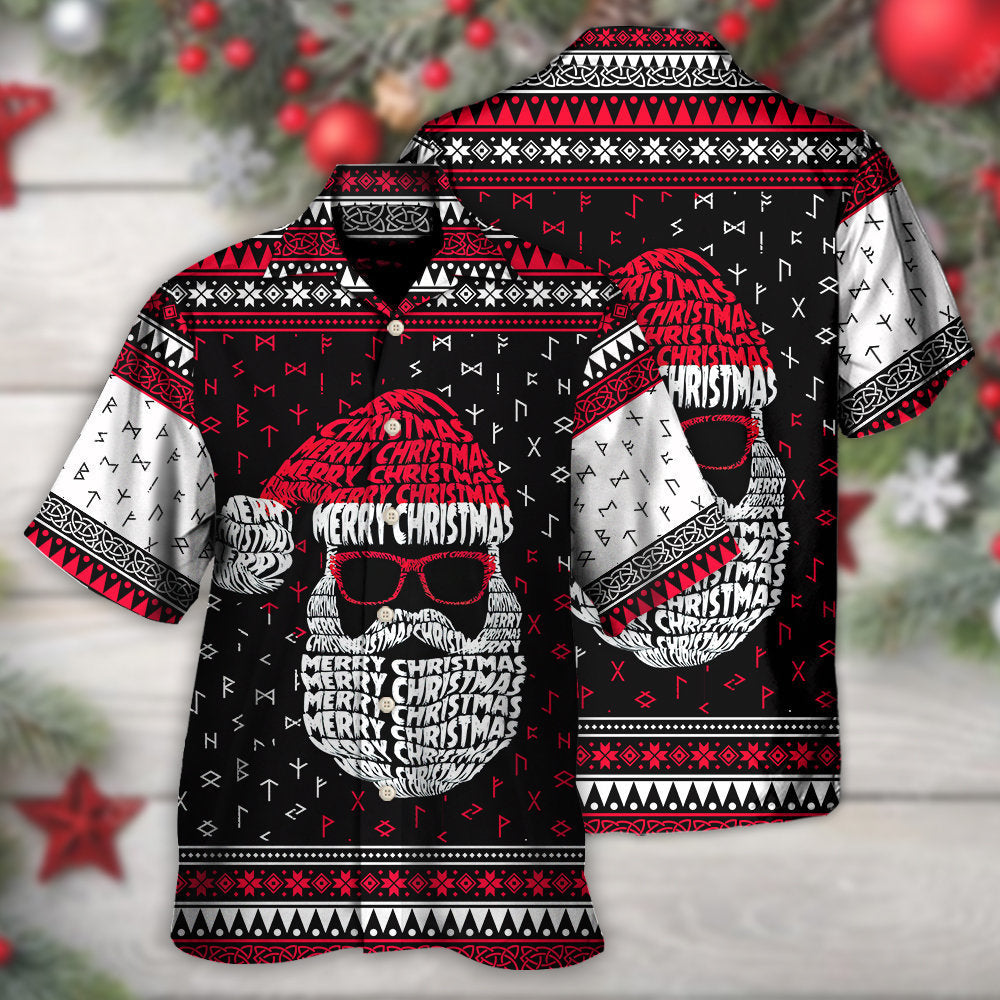 Christmas Santa Claus Retro Viking Pattern - Hawaiian Shirt - Owls Matrix LTD