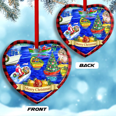 Christmas We Wish You A Merry Christmas - Heart Ornament - Owls Matrix LTD