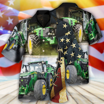 Tractor Independence Day Green Tractor US Flag - Hawaiian Shirt - Owls Matrix LTD