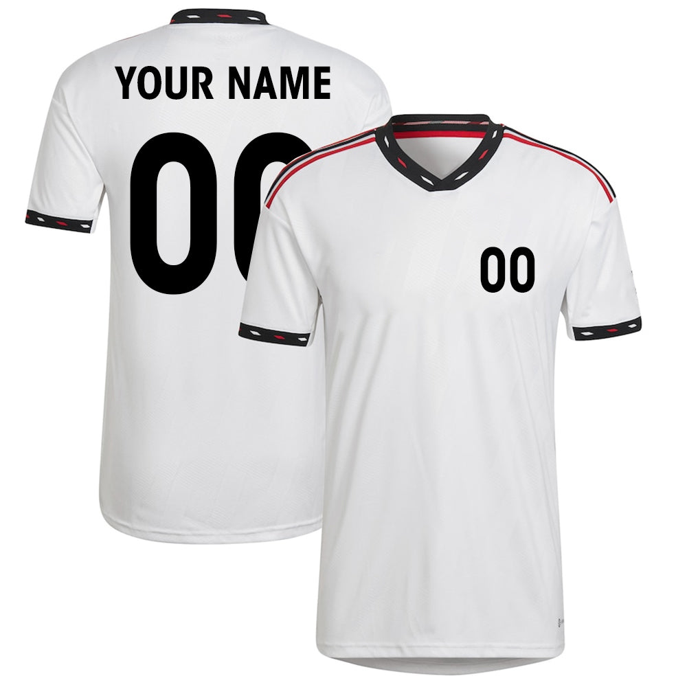 Custom White And Black Red Pattern - Soccer Uniform Jersey
