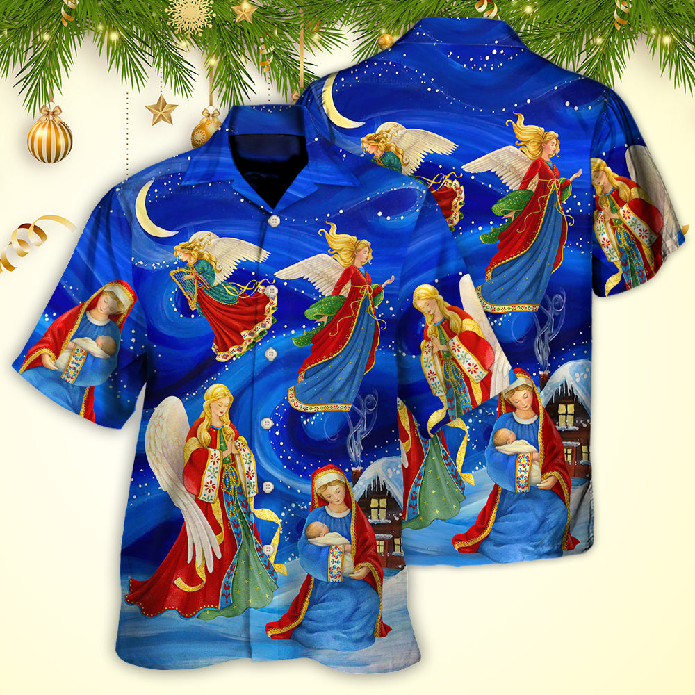 Christmas The Blessed Mother Love Christmas Light Art Style - Hawaiian Shirt - Owls Matrix LTD