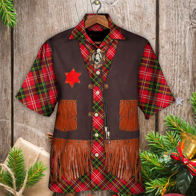 Christmas Santa Cowboy Vintage Style - Hawaiian Shirt - Owls Matrix LTD