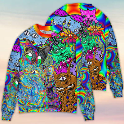 Hippie Cat Break My Mind - Sweater - Ugly Christmas Sweaters - Owls Matrix LTD