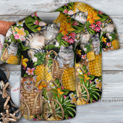 Cat So Funny In The Pineapple Tropical - Baseball Jersey - Owls Matrix LTD