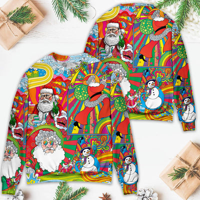 Hippie Santa Merry Xmas - Sweater - Ugly Christmas Sweaters - Owls Matrix LTD