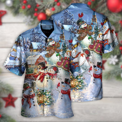Christmas Snowman Lover Happy Couple Snowman - Hawaiian Shirt - Owls Matrix LTD