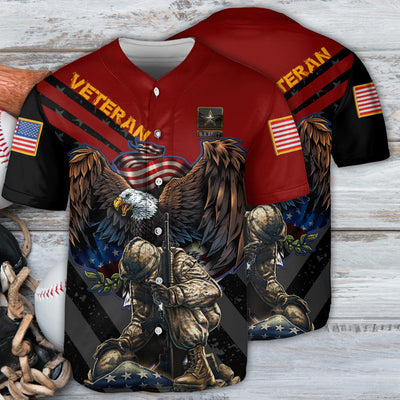 Veteran Army Never Forget Memory Red Style - Baseball Jersey - Owls Matrix LTD