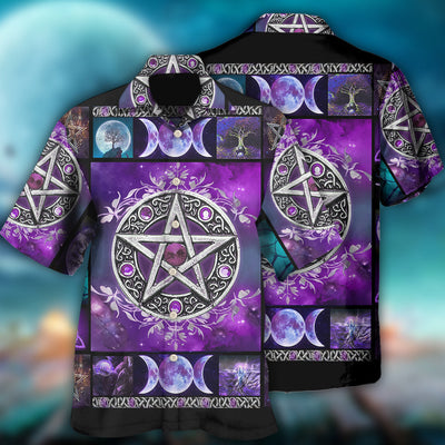 Wicca Witch Vibes Purple Pentagra - Hawaiian Shirt - Owls Matrix LTD