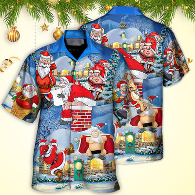 Christmas Rebellious Santa Claus Drunk Beer Troll Xmas Funny - Hawaiian Shirt - Owls Matrix LTD