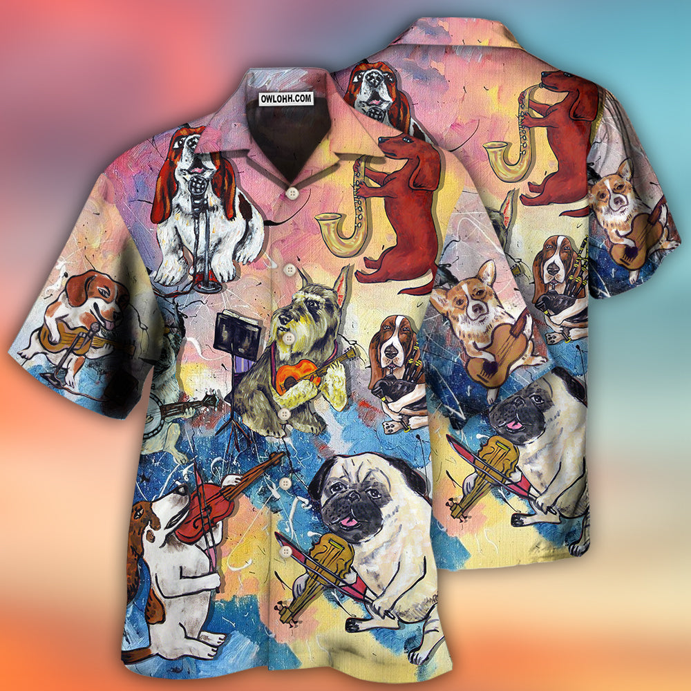 Dog Lover Funny Music Art Style - Hawaiian Shirt - Owls Matrix LTD