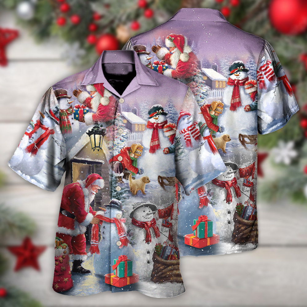 Christmas Santa Claus Buil Snowman Gift For You - Hawaiian Shirt - Owls Matrix LTD
