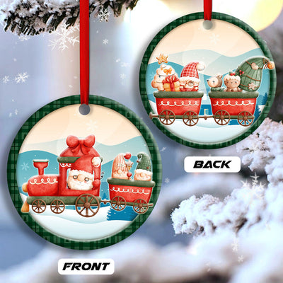 Christmas Santa Is Coming Xmas Lover - Circle Ornament - Owls Matrix LTD