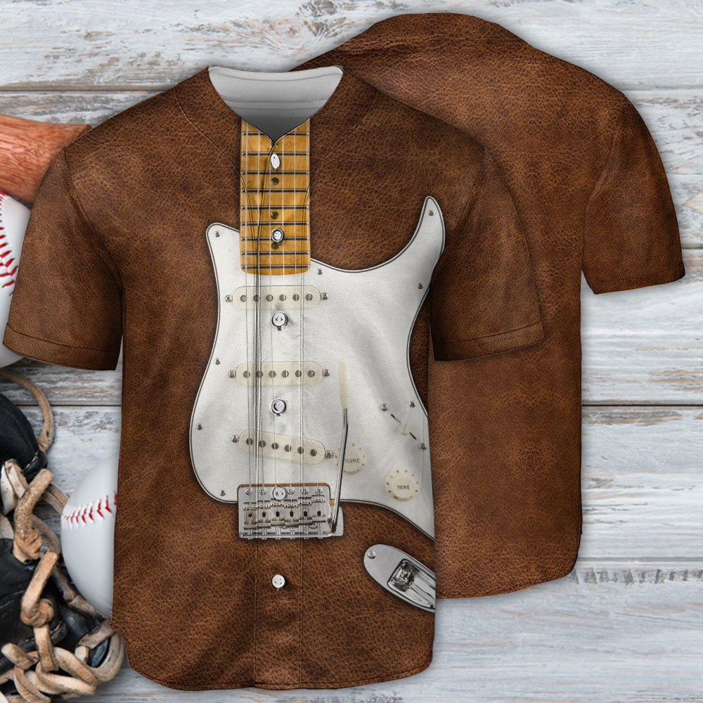Guitar Leather Style Vintage Music Lover - Baseball Jersey - Owls Matrix LTD