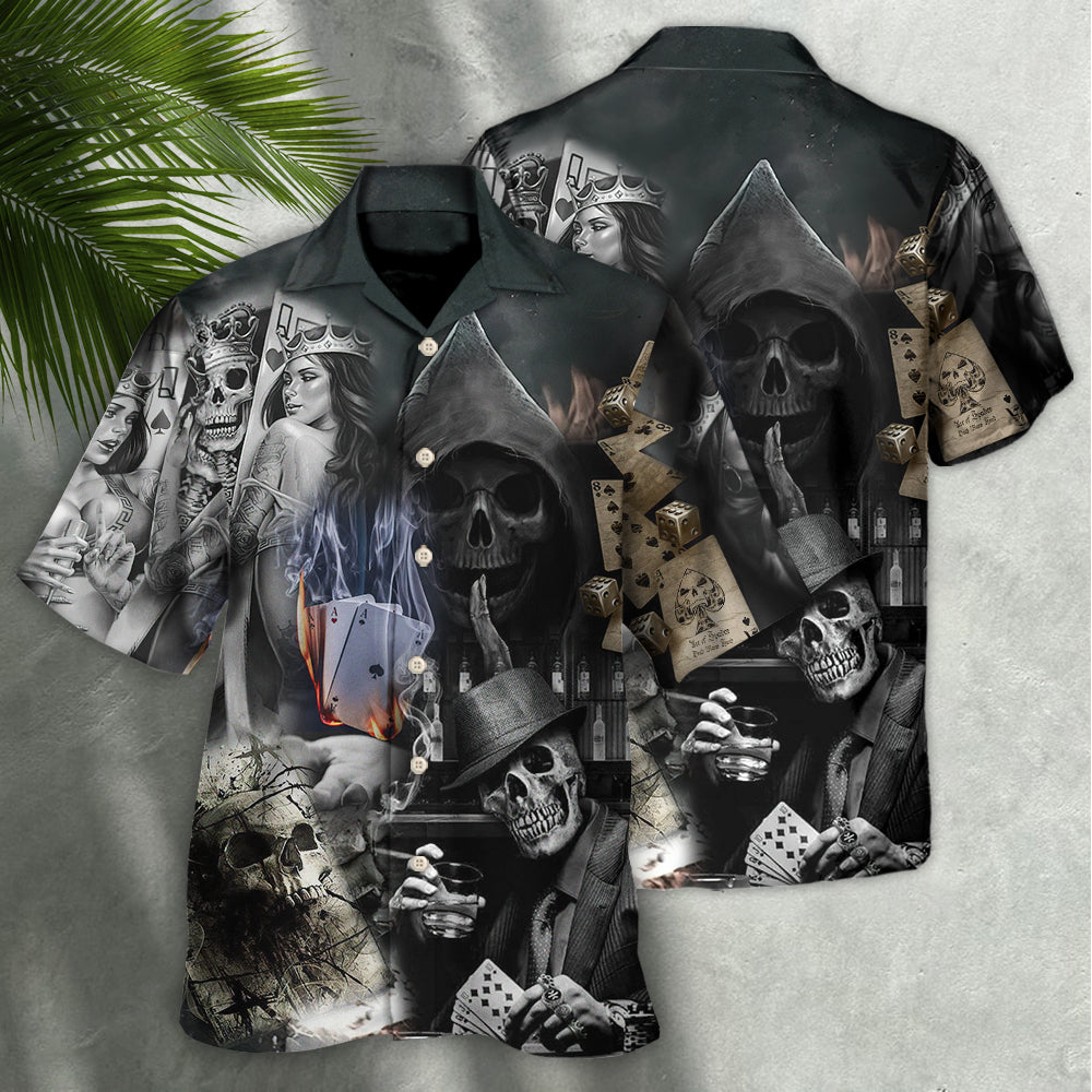 Skull Gambling The Death Game Begin - Hawaiian Shirt - Owls Matrix LTD