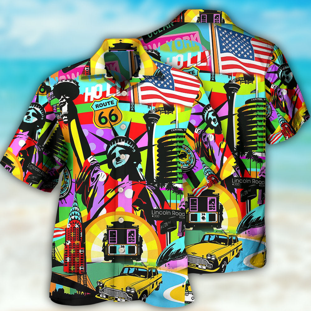 America Travel Colorful Style - Hawaiian Shirt - Owls Matrix LTD