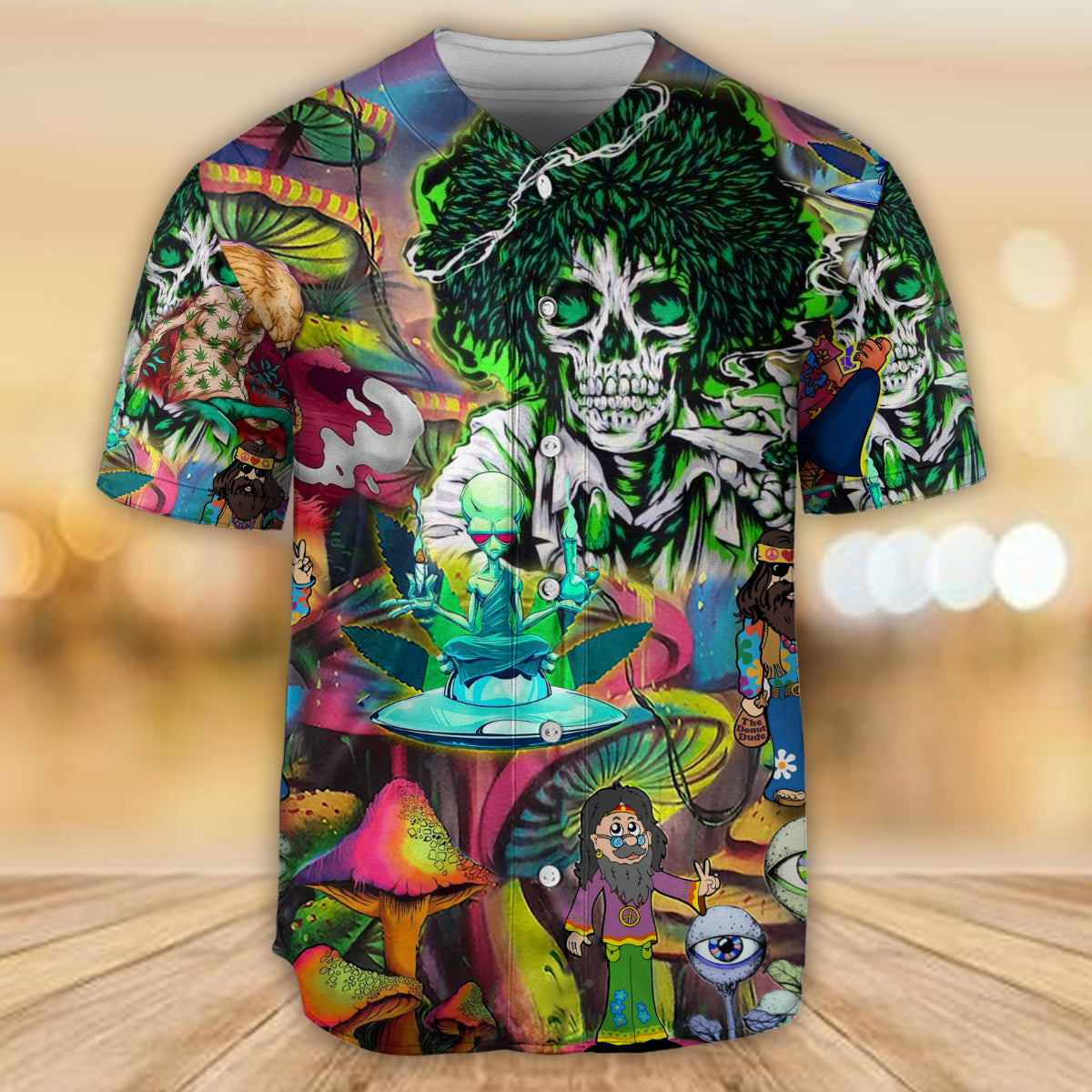 Hippie Skull Alien Mix Color - Baseball Jersey - Owls Matrix LTD
