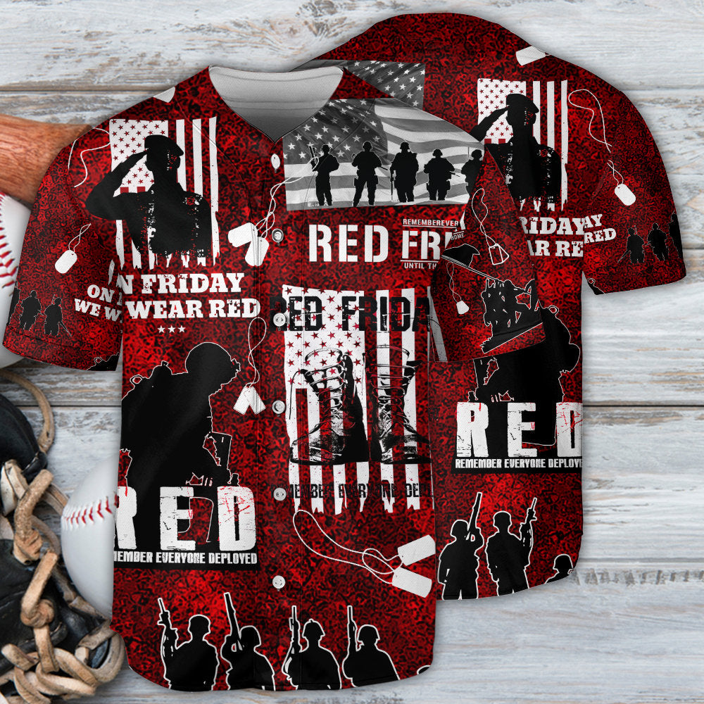 Veteran Red Friday With Boots - Baseball Jersey - Owls Matrix LTD