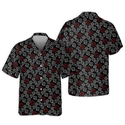 DnD Dice Red And White - Hawaiian Shirt - Owls Matrix LTD