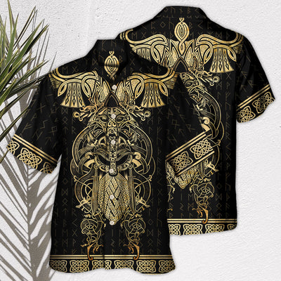 Viking Warrior The Raven Yellow Of Odin - Hawaiian Shirt - Owls Matrix LTD