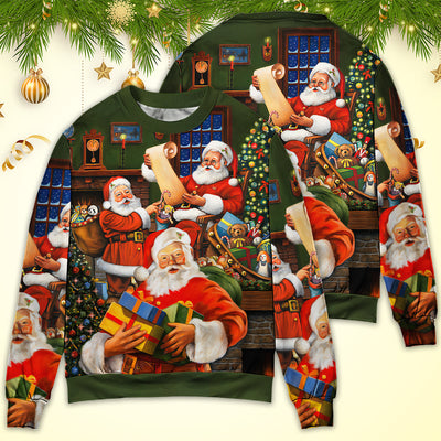 Christmas Santa Claus Gift For Xmas Art Style - Sweater - Ugly Christmas Sweaters - Owls Matrix LTD