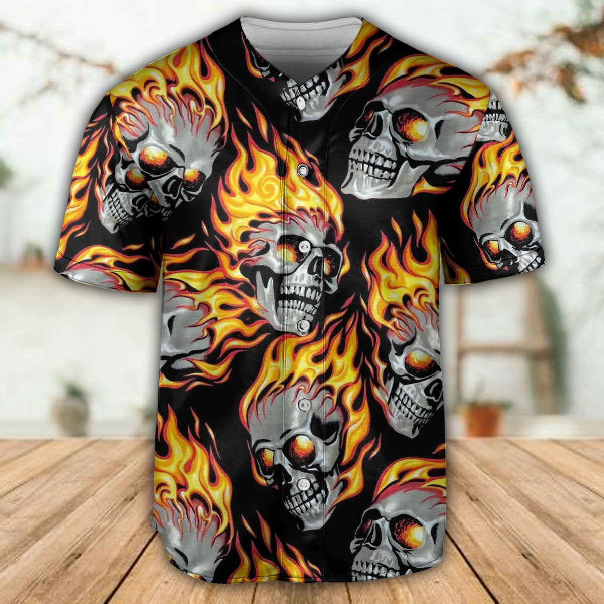 Skull Cool On Fire - Baseball Jersey - Owls Matrix LTD