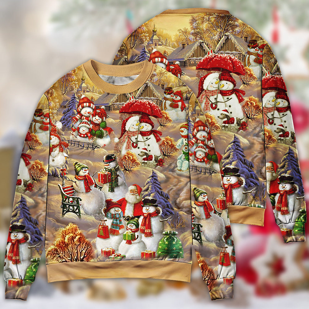 Christmas Snowman Couple Love Xmas - Sweater - Ugly Christmas Sweaters - Owls Matrix LTD