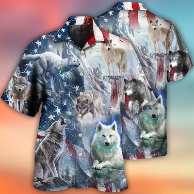 Wolf Independence Day Snow Mountain - Hawaiian Shirt - Owls Matrix LTD