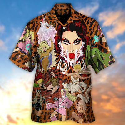 Drag Queen Born To Be Queen - Hawaiian Shirt - Owls Matrix LTD