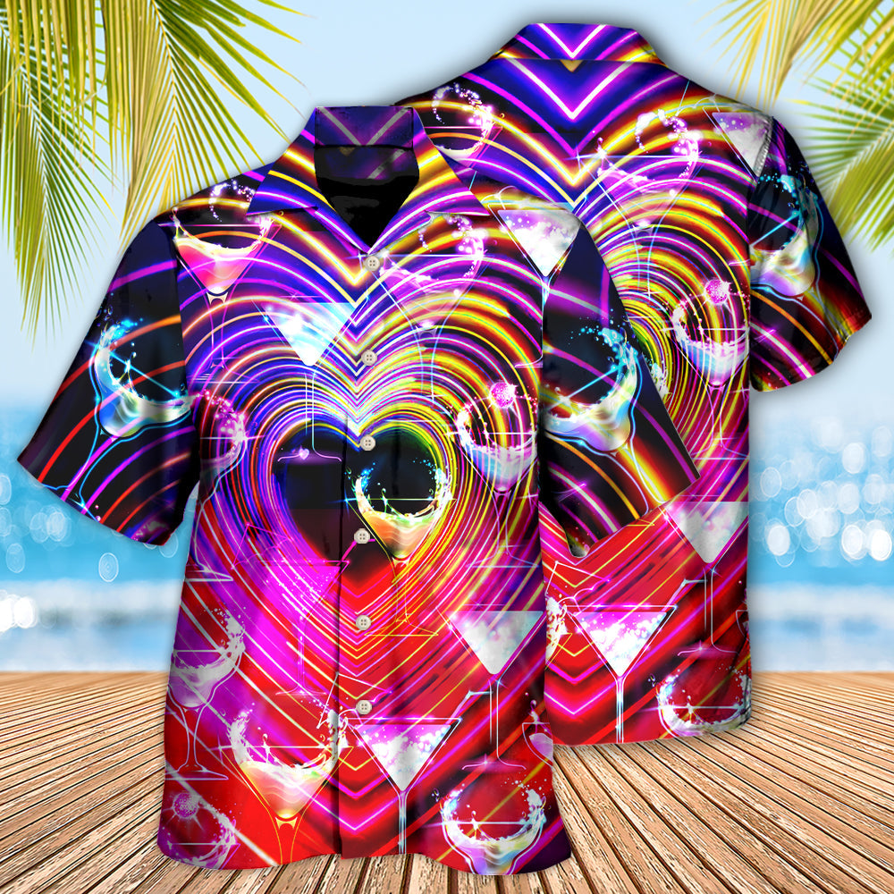 Cocktail Party Romantic Sweet Heart Neon Light - Hawaiian Shirt - Owls Matrix LTD