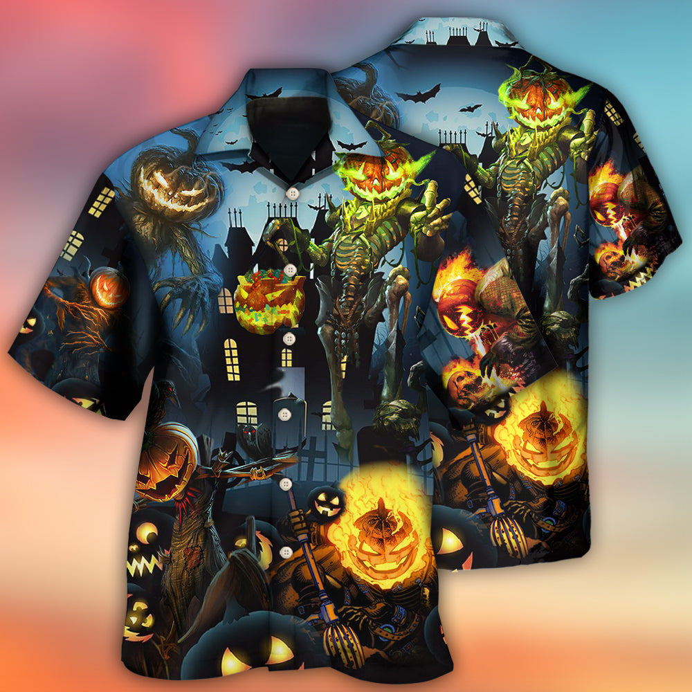 Halloween Pumpkin Scary Sky Night - Hawaiian Shirt - Owls Matrix LTD