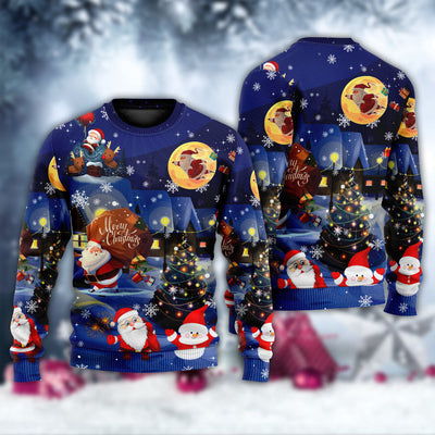 Christmas Love Santa And Gifts - Sweater - Ugly Christmas Sweaters - Owls Matrix LTD