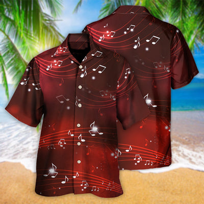 Music Musical Notes And Blurry Lights On Dark Red - Hawaiian Shirt - Owls Matrix LTD