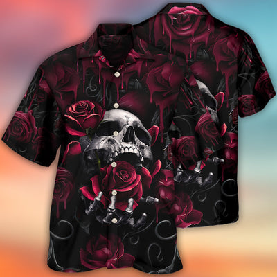 Skull Rose Blood Dark Screaming - Hawaiian Shirt - Owls Matrix LTD
