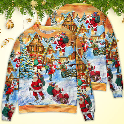 Christmas Santa Claus In The Town Xmas Is Coming - Sweater - Ugly Christmas Sweaters - Owls Matrix LTD