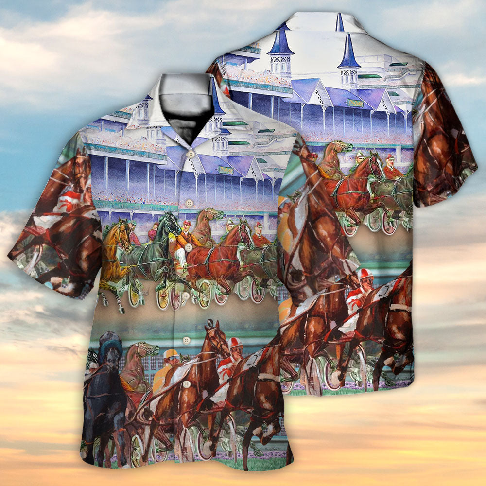 Harness Racing Horse Racing Horse Lover - Hawaiian Shirt - Owls Matrix LTD