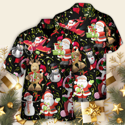 Christmas Joyful Santa Snowman Merry Xmas - Hawaiian Shirt - Owls Matrix LTD