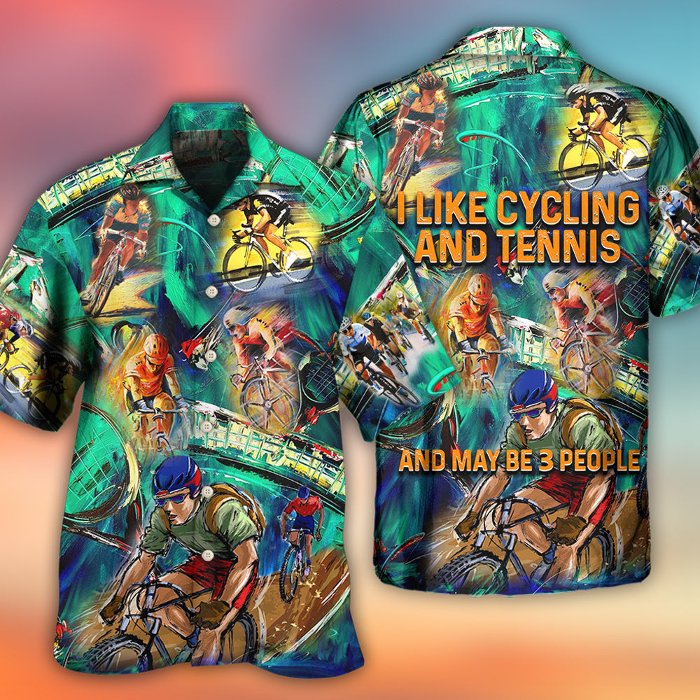 Cycling And Tennis Lover Abstract Painting - Hawaiian Shirt - Owls Matrix LTD