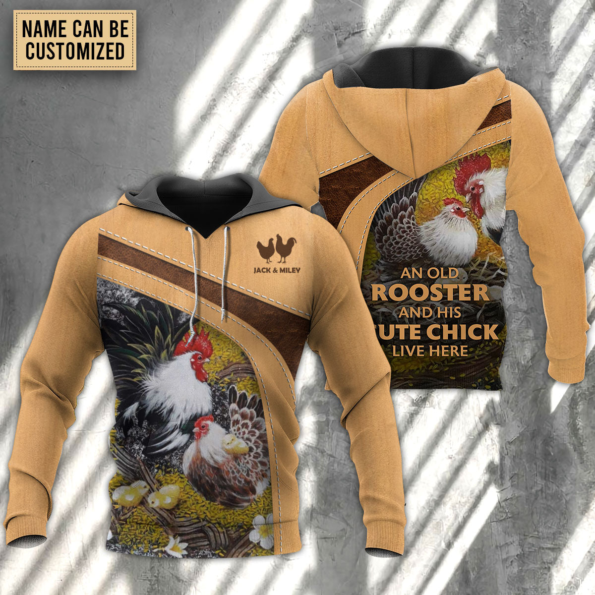 Chicken An Old Rooster And His Cute Chick Personalized - Hoodie - Owls Matrix LTD