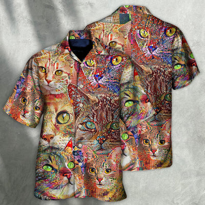 Cat Art Lover Funny Cat Colorful - Hawaiian Shirt - Owls Matrix LTD