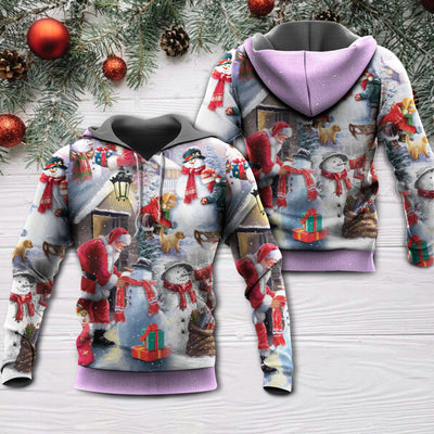 Christmas Santa Claus Build Snowman Gift For You - Hoodie - Owls Matrix LTD