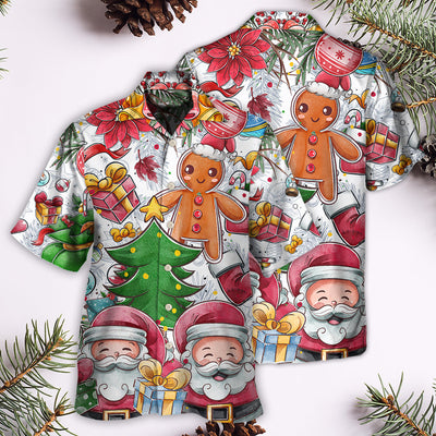 Christmas Santa Cutie Winter Snowman Gingerbread - Hawaiian Shirt - Owls Matrix LTD