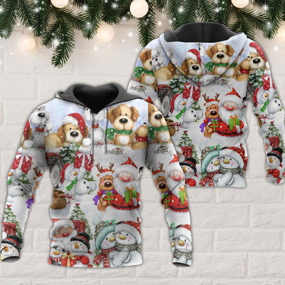 Santa And Snowman Christmas Happy Together - Hoodie - Owls Matrix LTD