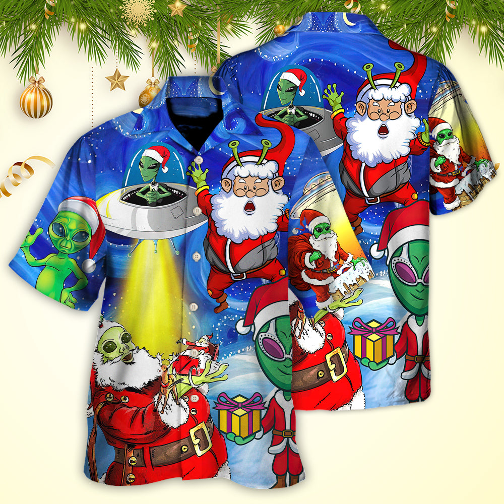 Christmas Santa Is An Alien Magic Night Funny - Hawaiian Shirt - Owls Matrix LTD