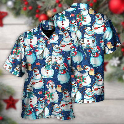 Christmas Happy Snowman Xmas - Hawaiian Shirt - Owls Matrix LTD