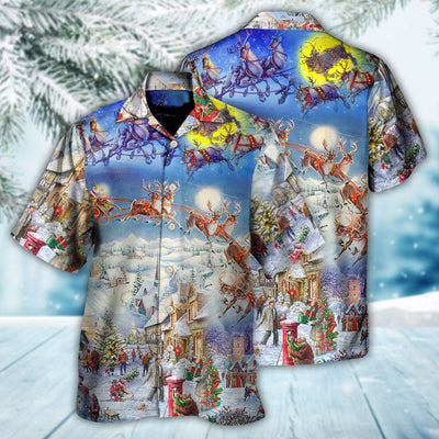 Christmas Be Santa With Reindeer - Hawaiian Shirt - Owls Matrix LTD