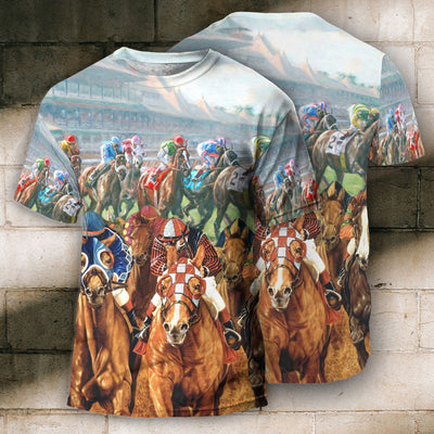 Horse Racing You Have The Best Seat - Round Neck T-shirt - Owls Matrix LTD