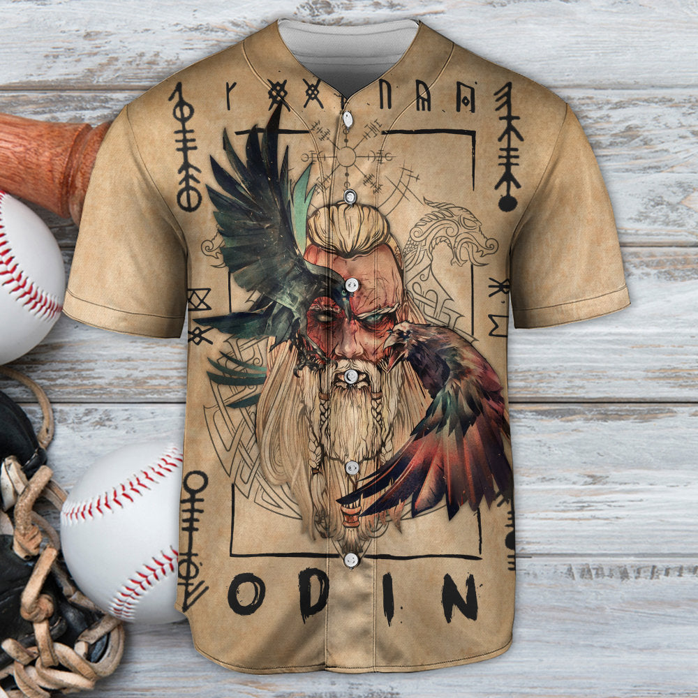 Viking Odin Sign Old Man Viking - Baseball Jersey - Owls Matrix LTD