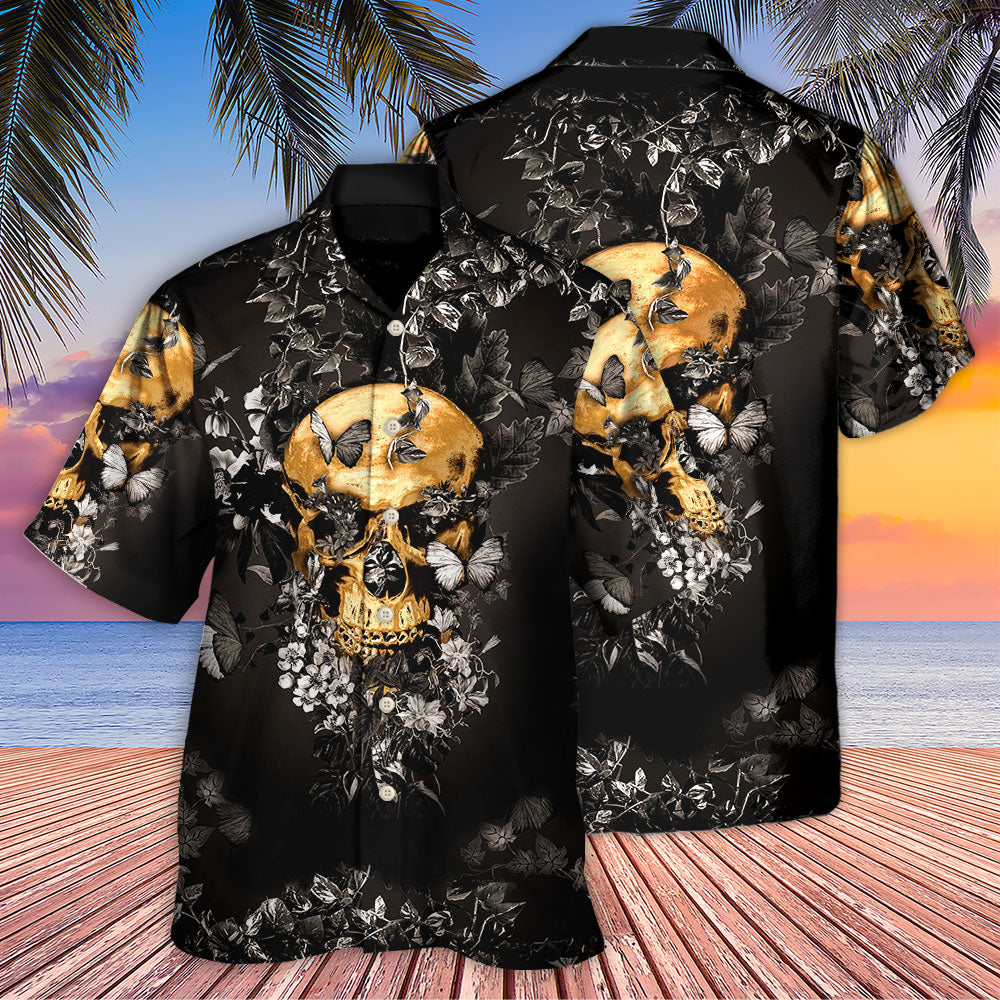 Skull Flowers Grow Out Of Dark Moments - Hawaiian Shirt - Owls Matrix LTD