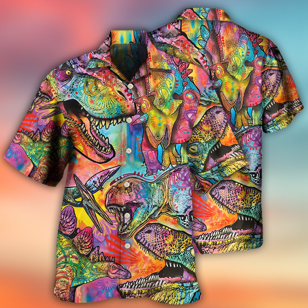 Dinosaur Colorful Art Style - Hawaiian Shirt - Owls Matrix LTD