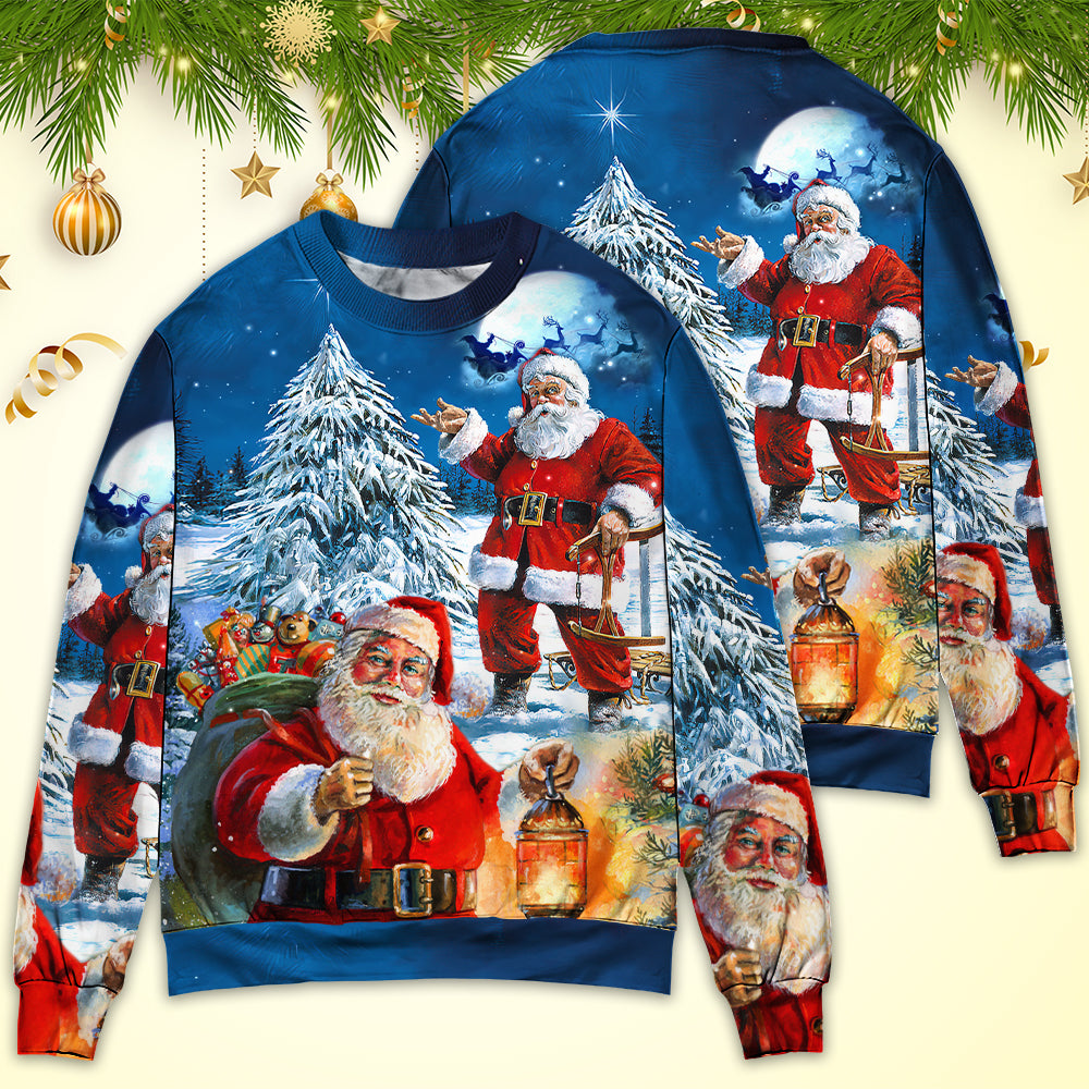 Christmas Santa Claus Story Nights Christmas Is Coming Painting Style - Sweater - Ugly Christmas Sweaters - Owls Matrix LTD